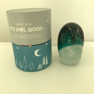West Elm Glass Owl Paperweight EUC